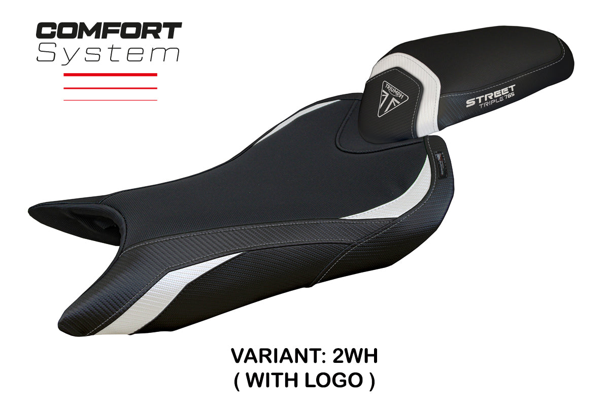 Triumph Street Triple 765 2023-2025 Seat Cover Tappezzeria Italia Comfort in White and Black