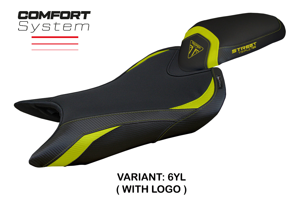 Triumph Street Triple 765 2023-2025 Seat Cover Tappezzeria Italia Comfort in Yellow and Black