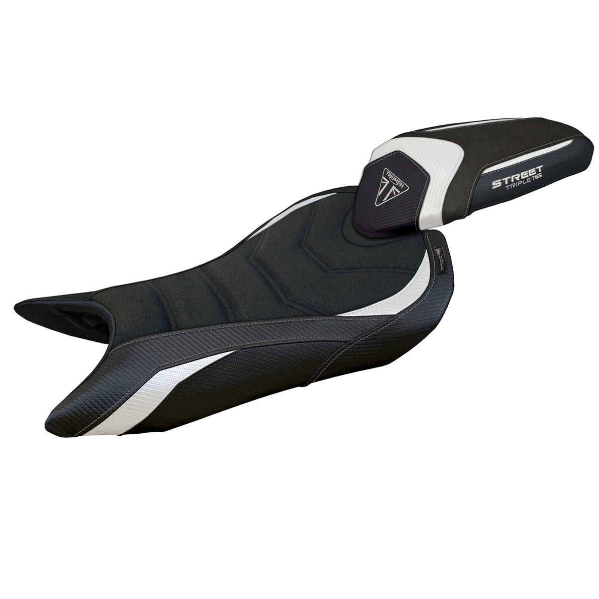 Triumph Street Triple 765 2023-2025 Seat Cover Tappezzeria Italia Ultragrip in White and Black