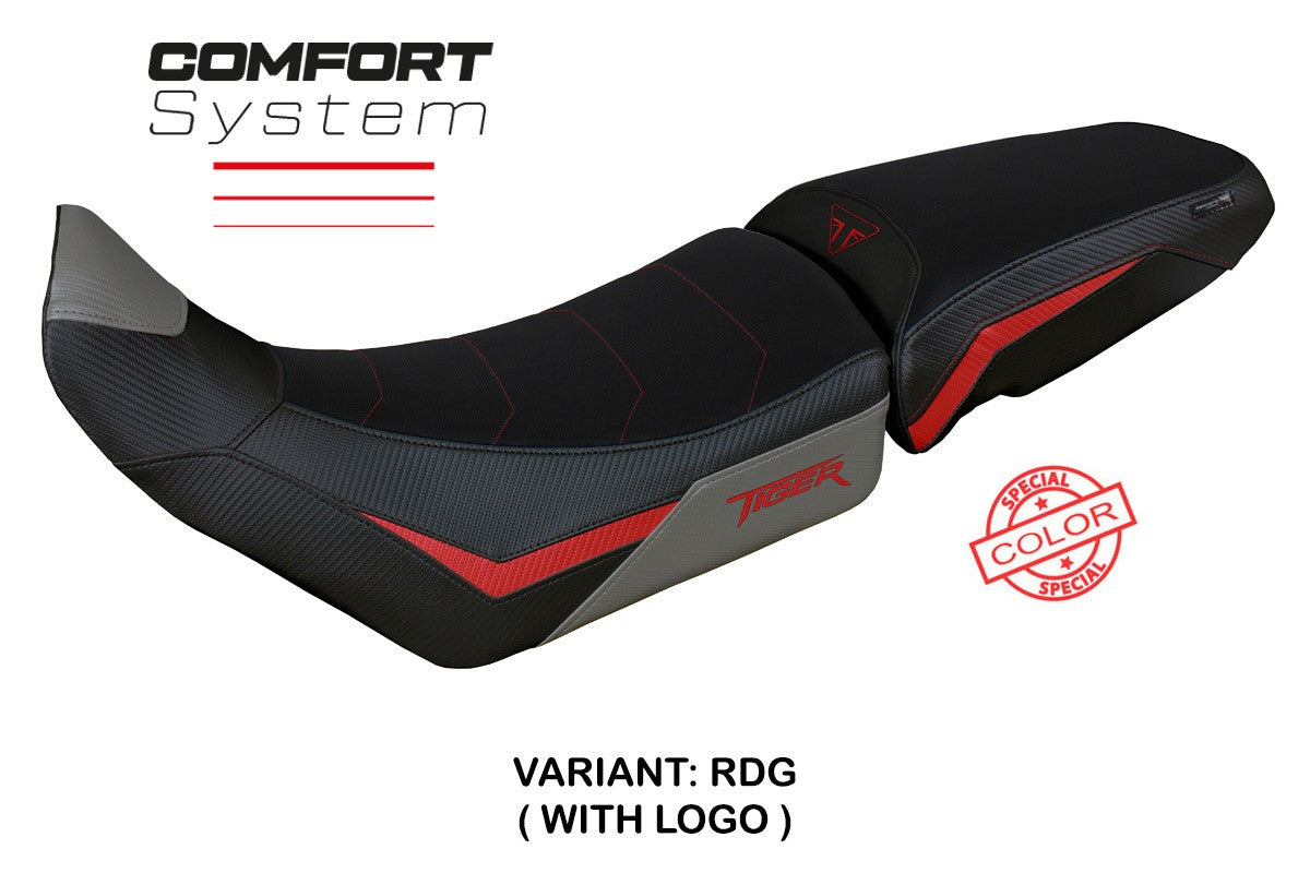 Triumph Tiger 850 Sport 2021-2025 Seat Cover Tappezzeria Comfort Red Grey Black