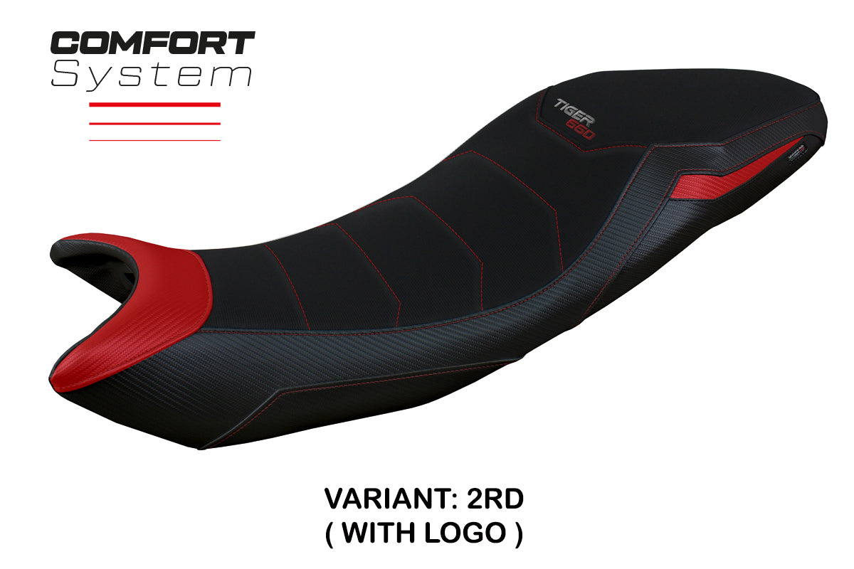 Triumph Tiger 660 2021-2025 Seat Cover Tappezzeria Italia Comfort in Red and Black