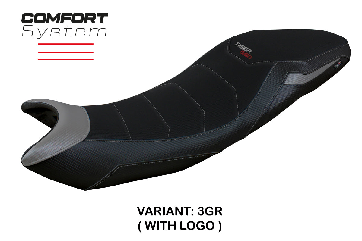 Triumph Tiger 660 2021-2025 Seat Cover Tappezzeria Italia Comfort in Grey and Black