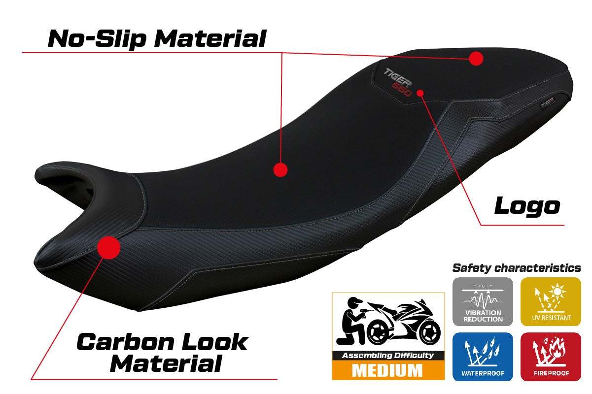 Triumph Tiger 660 2021-2025 Seat Cover Tappezzeria Italia in Black