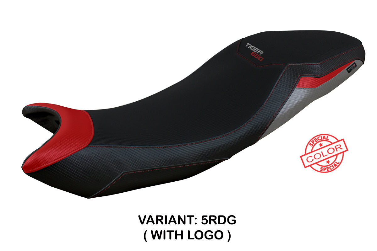 Triumph Tiger 660 2021-2025 Seat Cover Tappezzeria Italia in Red Grey and Black
