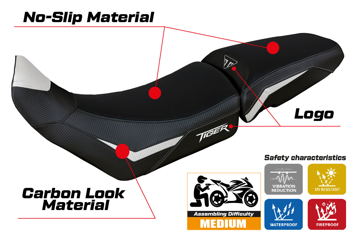 Triumph Tiger 900 2020-2023 Seat Cover Tappezzeria Italia in White and Black