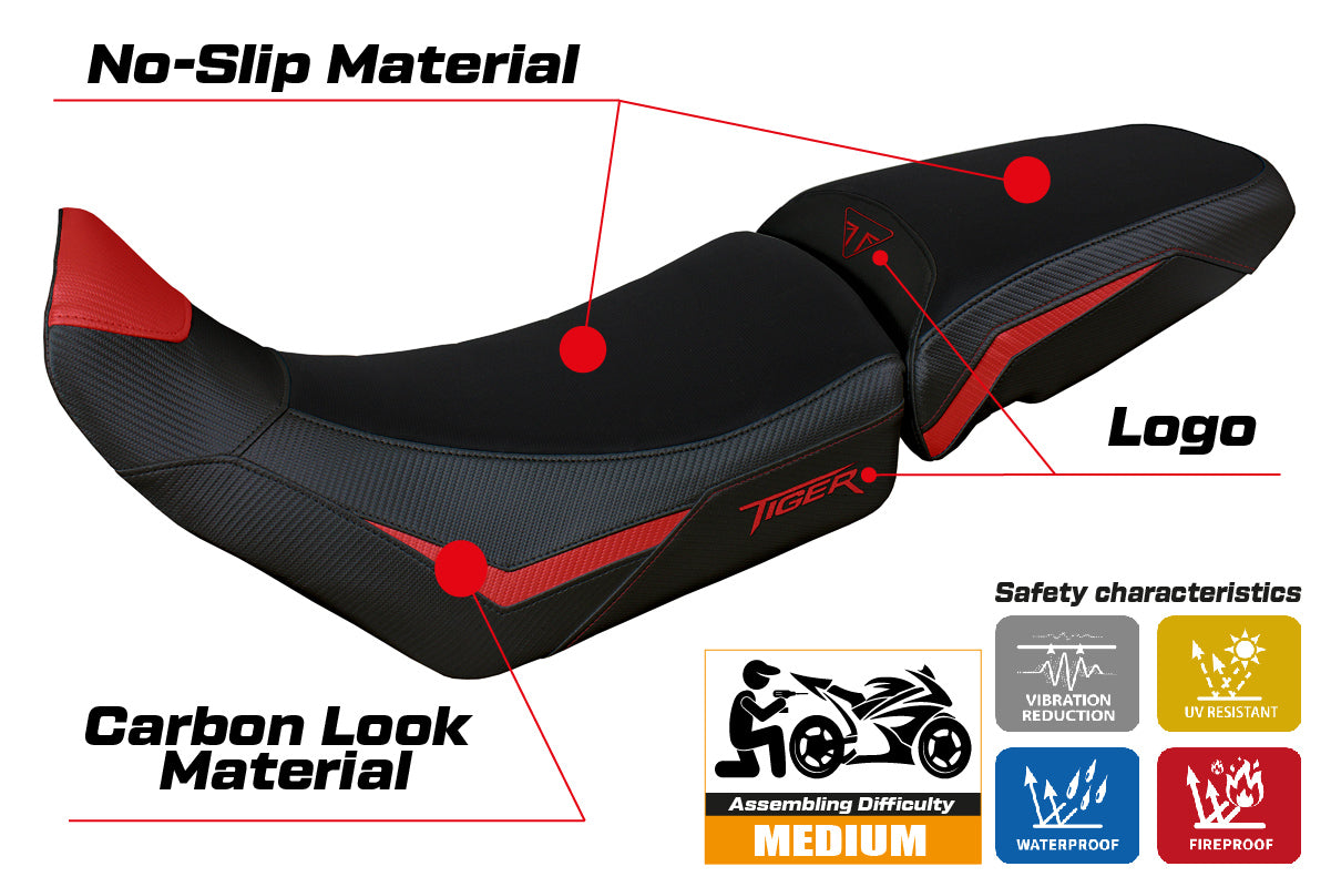 Triumph Tiger 900 2020-2023 Seat Cover Tappezzeria Italia in Red and Black