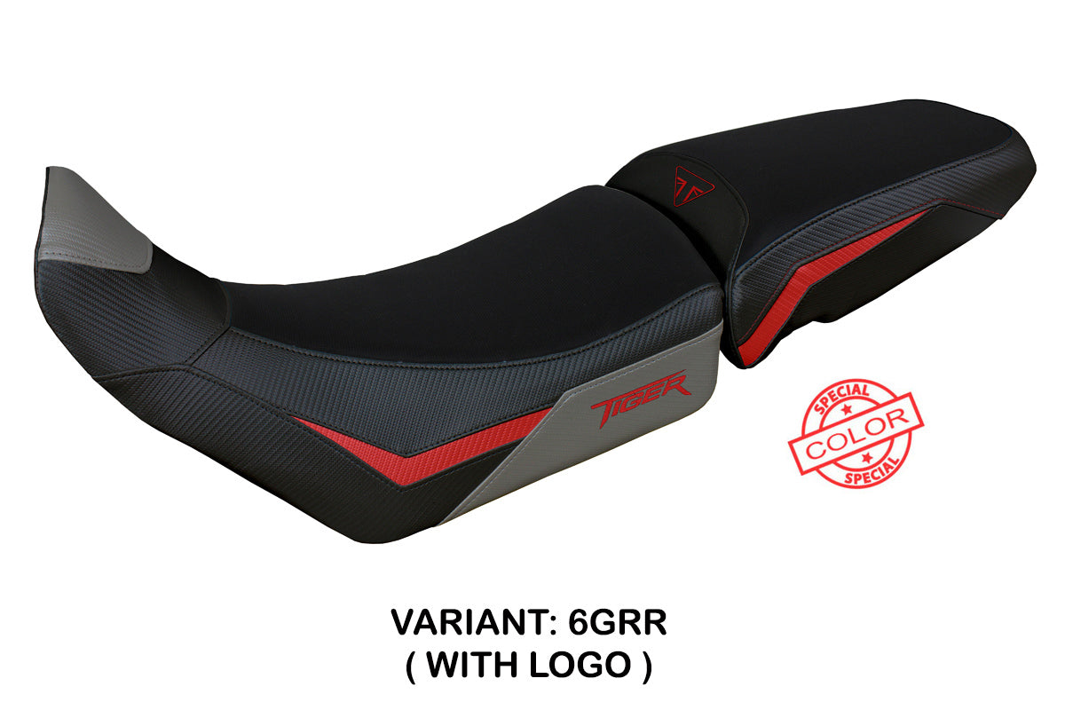 Triumph Tiger 900 2020-2023 Seat Cover Tappezzeria Italia in Grey Red and Black