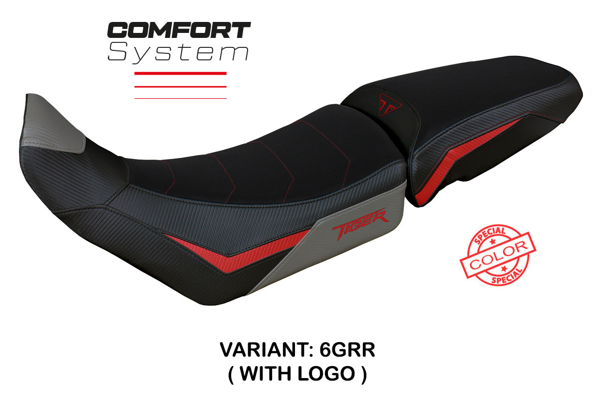 Triumph Tiger 900 2020-2023 Seat Cover Tappezzeria Italia Comfort in Grey and Red