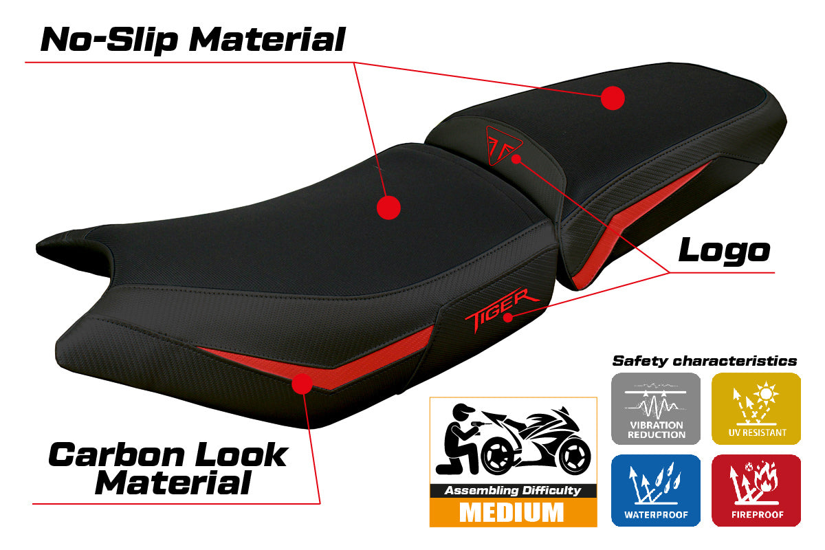 Triumph Tiger 900 2024 Seat Cover Tappezzeria Red Black