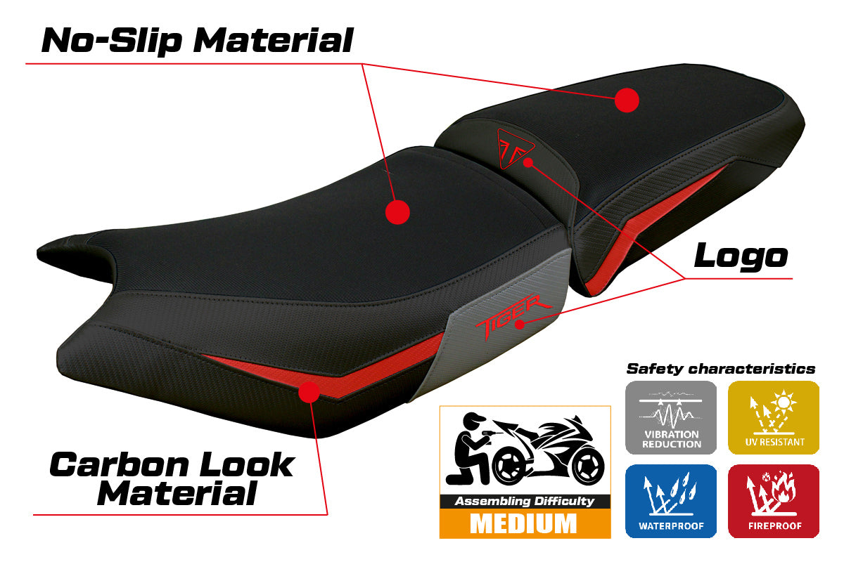 Triumph Tiger 900 2024 Seat Cover Tappezzeria Red Grey Black