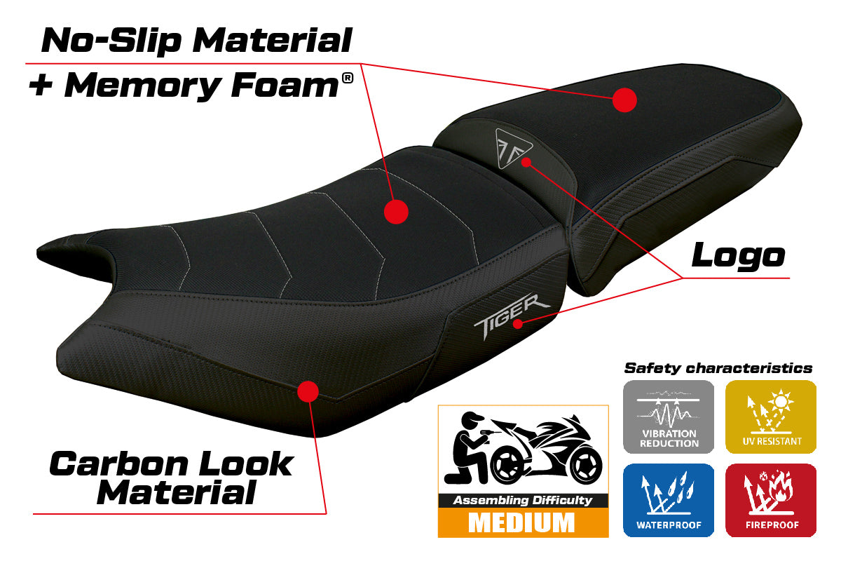 Triumph Tiger 900 2024 Seat Cover Tappezzeria Comfort Black
