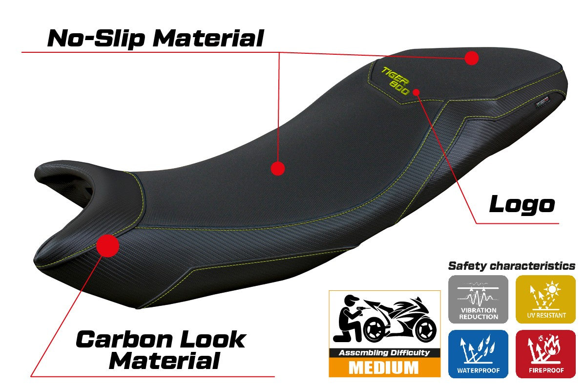 Triumph Tiger Sport 800 2025 Seat Cover Tappezzeria Black Yellow Fluo