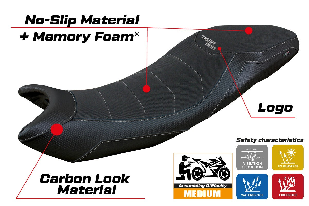 Triumph Tiger Sport 800 2025 Seat Cover Tappezzeria Comfort Black