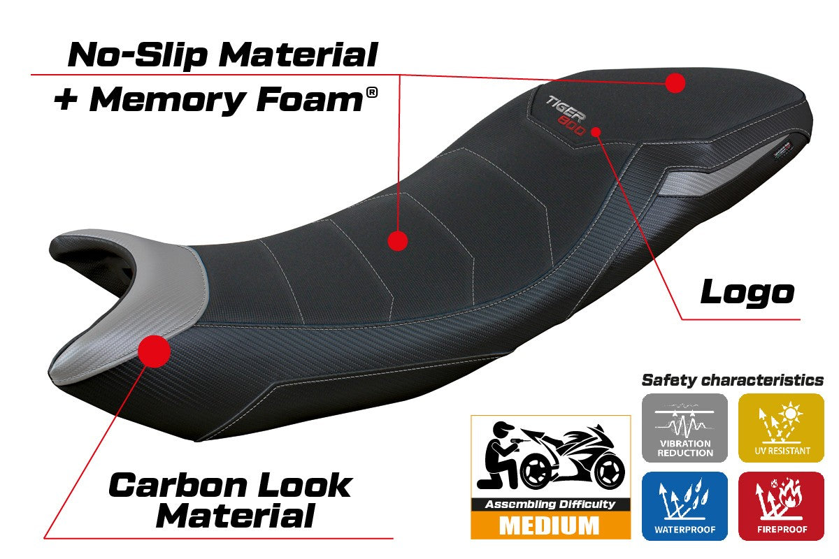 Triumph Tiger Sport 800 2025 Seat Cover Tappezzeria Comfort Grey Black