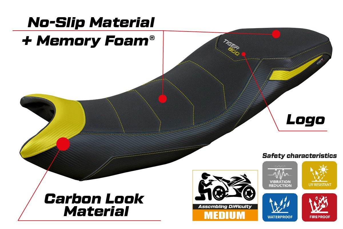 Triumph Tiger Sport 800 2025 Seat Cover Tappezzeria Comfort Yellow Black