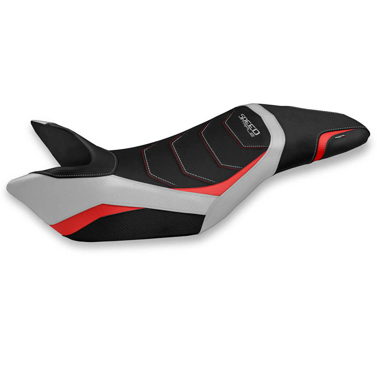 Triumph Speed Triple 2011-2015 Seat Cover Tappezzeria Italia Comfort in Silver and Red