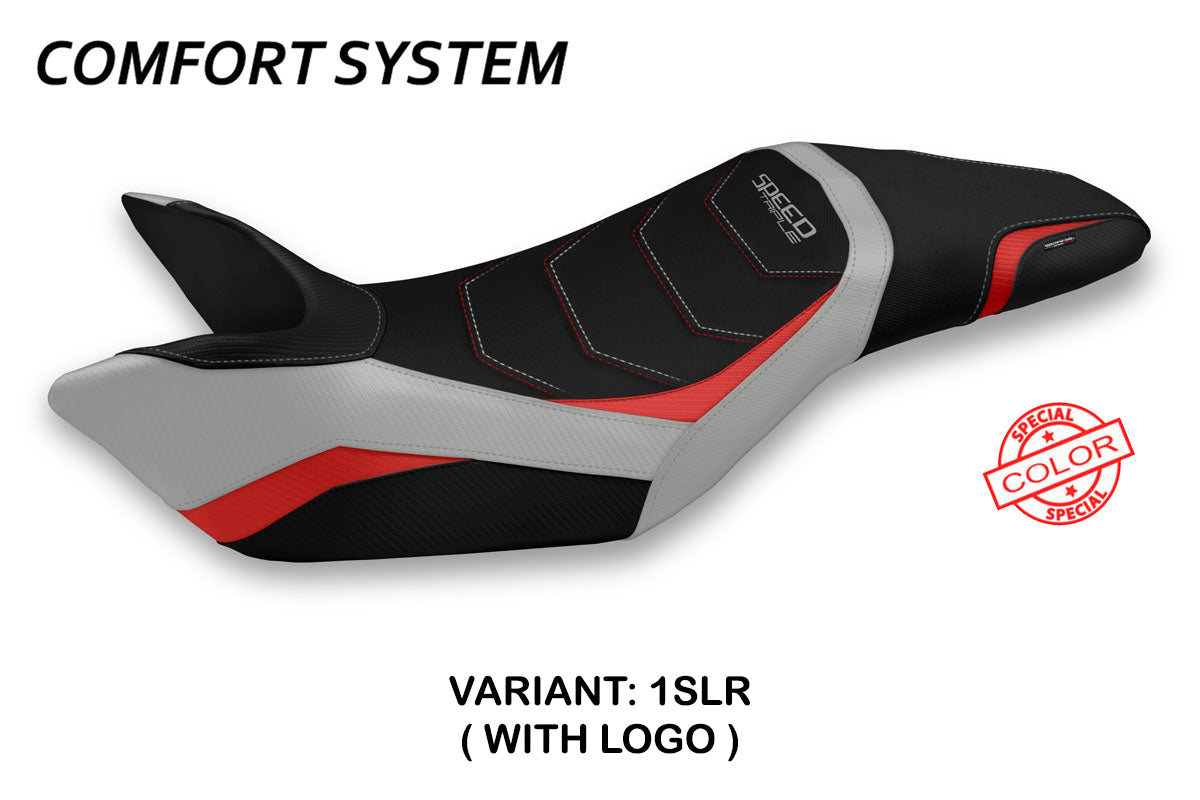 Triumph Speed Triple 2011-2015 Seat Cover Tappezzeria Italia Comfort in Silver and Red