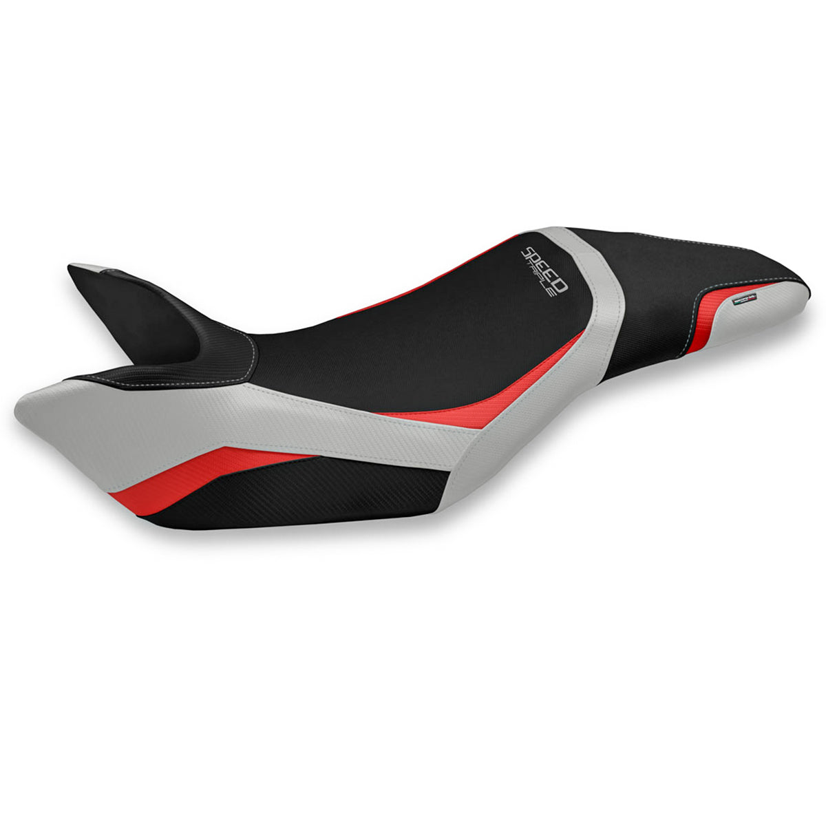 Triumph Speed Triple 2011-2015 Seat Cover Tappezzeria Italia in Silver and Red
