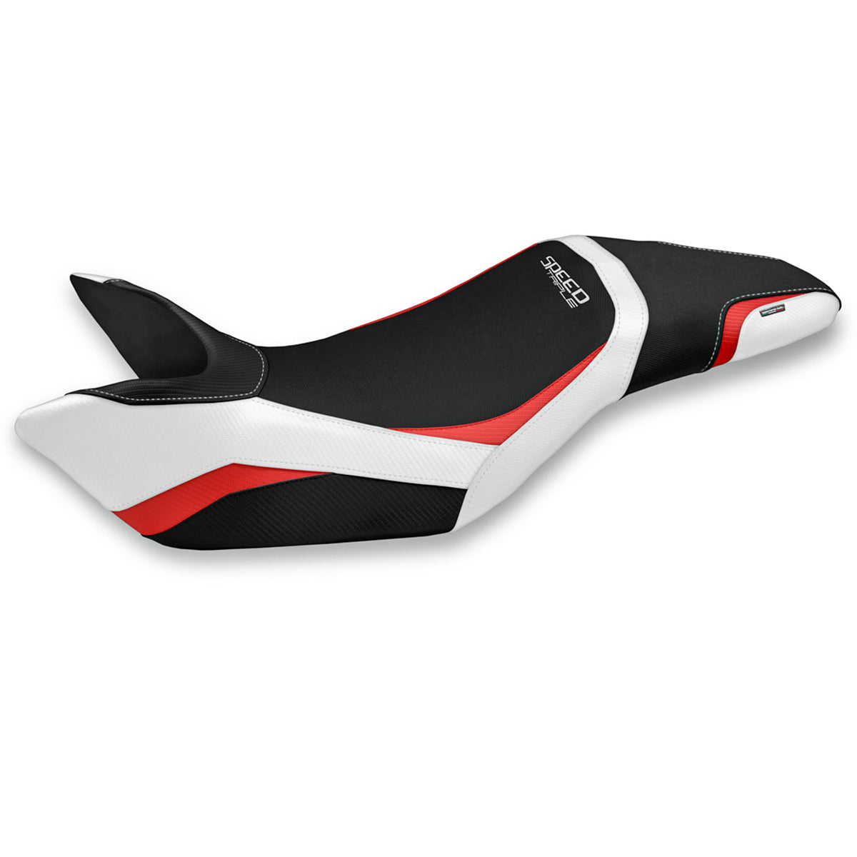 Triumph Speed Triple 2011-2015 Seat Cover Tappezzeria Italia in White and Red