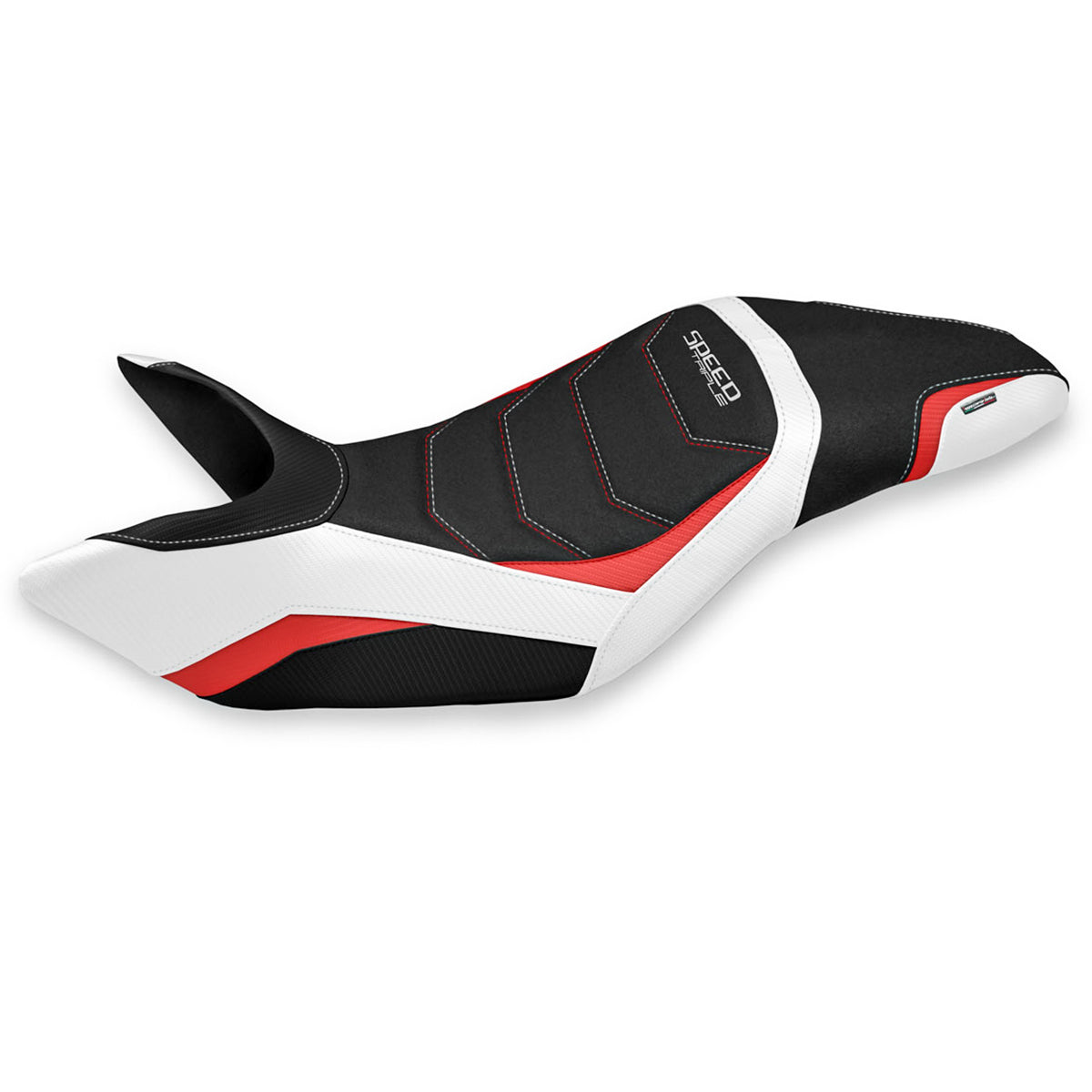 Triumph Speed Triple 2011-2015 Seat Cover Tappezzeria Italia Ultragrip in White and Red