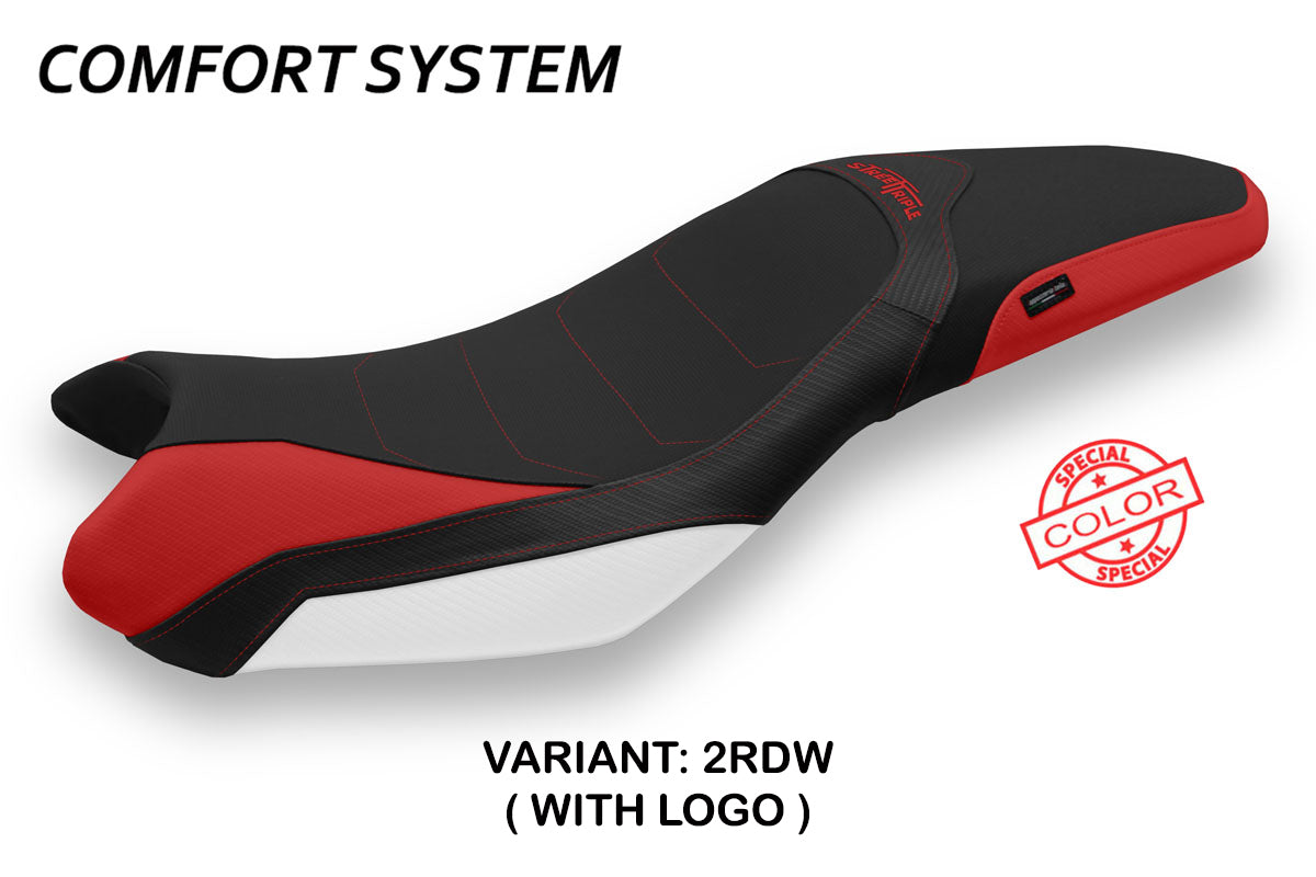 Triumph Street Triple 675 2013-2016 Seat Cover Tappezzeria Italia Comfort in Red and White