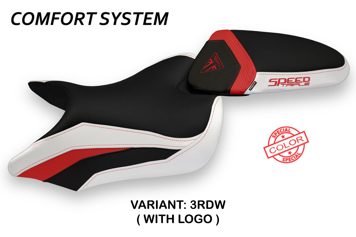 Triumph Speed Triple 2016-2021 Seat Cover Tappezzeria Italia Comfort in Red and White