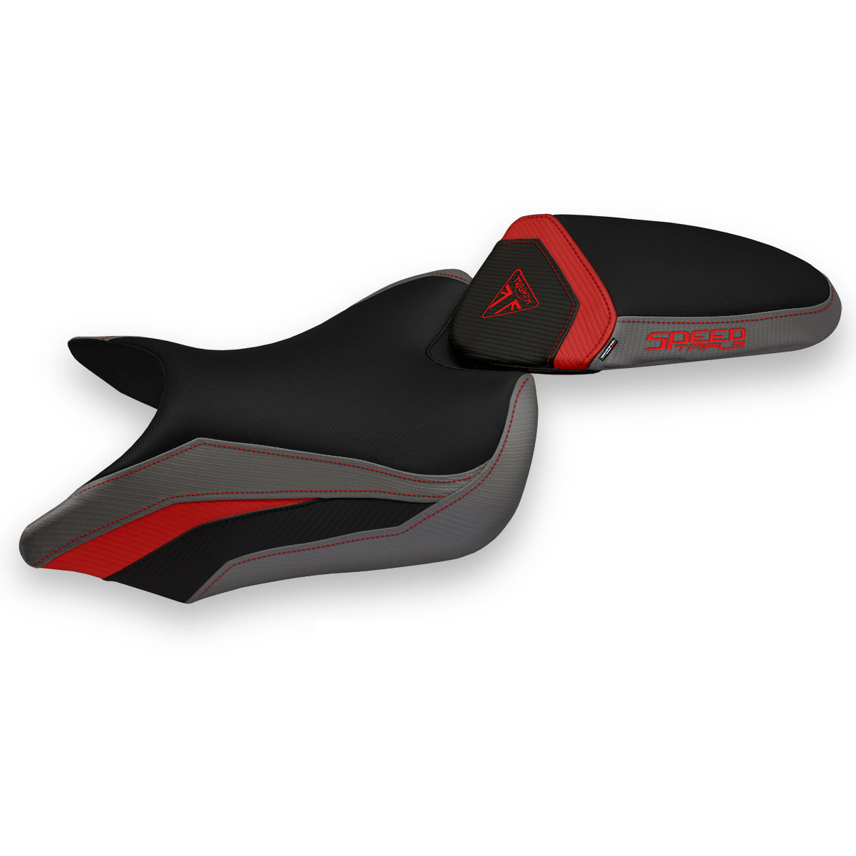 Triumph Speed Triple 2016-2021 Seat Cover Tappezzeria Italia Comfort in Red and Grey