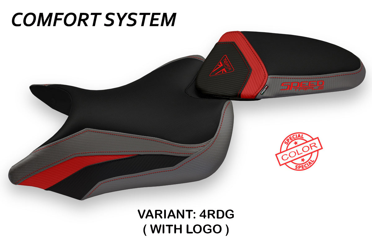 Triumph Speed Triple 2016-2021 Seat Cover Tappezzeria Italia Comfort in Red and Grey