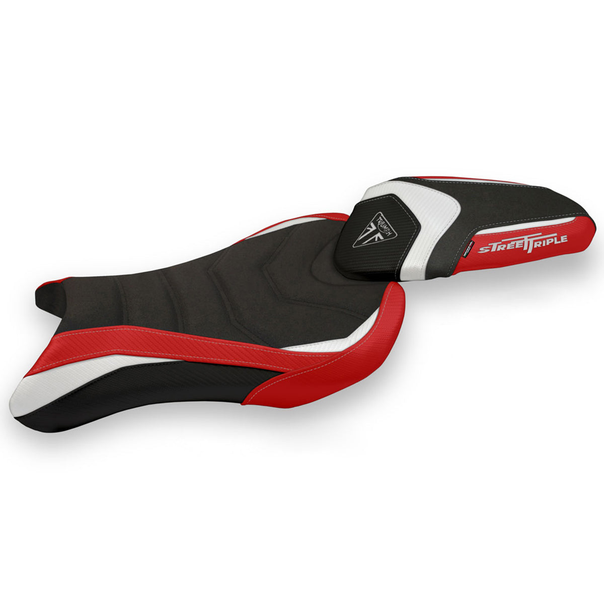 Triumph Street Triple 765 2017-2022 Seat Cover Tappezzeria Italia Ultragrip in White andRed