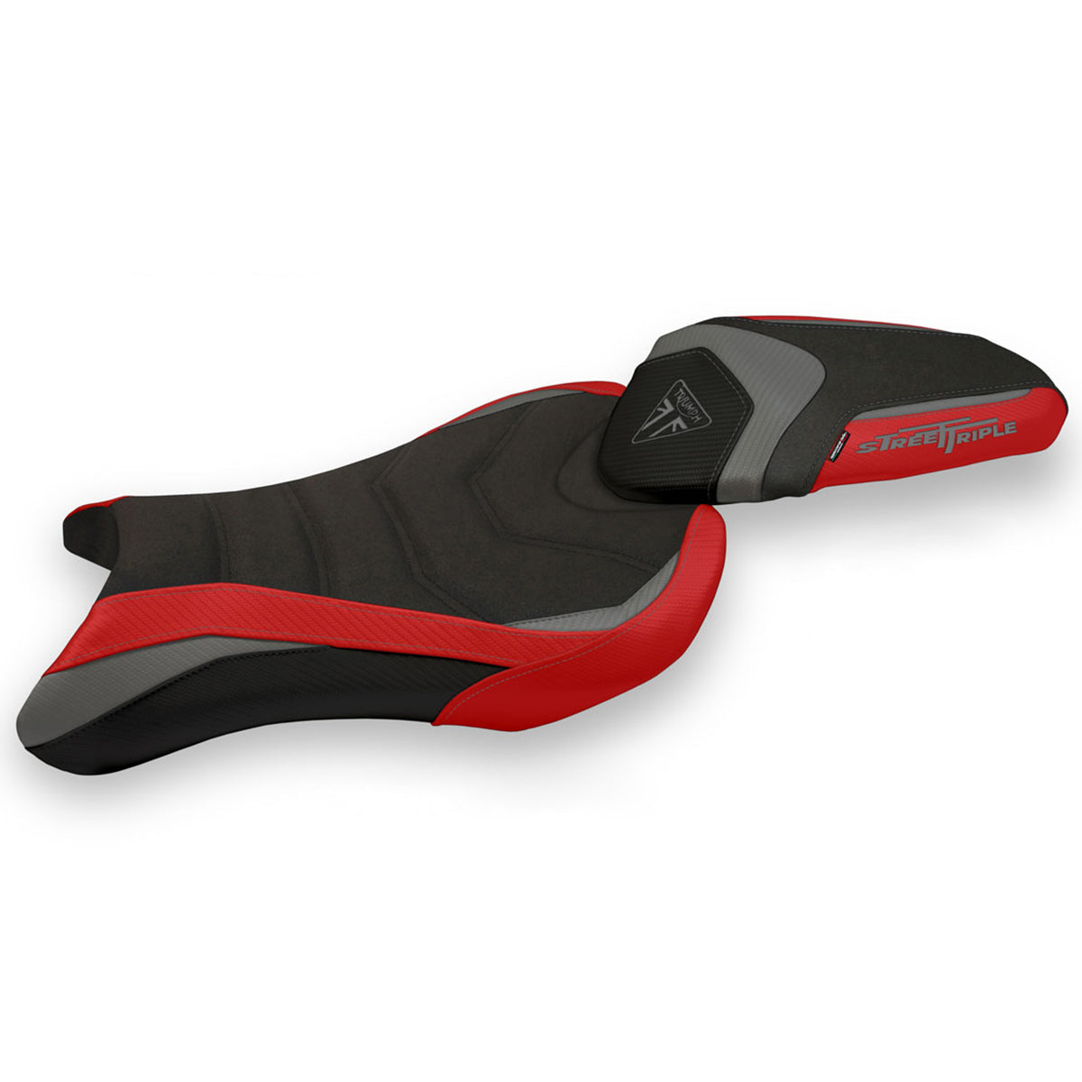 Triumph Street Triple 765 2017-2022 Seat Cover Tappezzeria Italia Ultragrip in Grey and Red