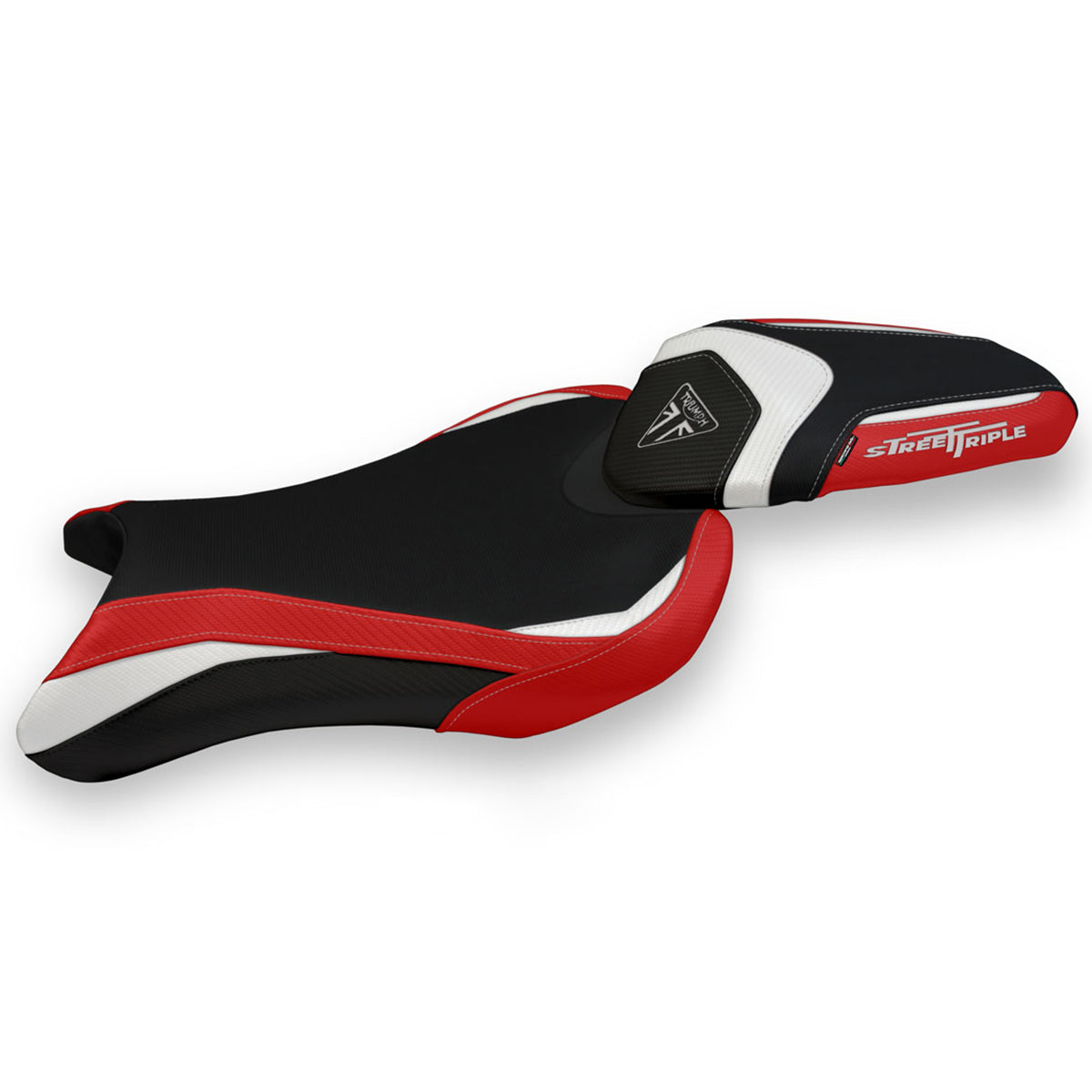 Triumph Street Triple 765 2017-2022 Seat Cover Tappezzeria Italia in White Red and Black