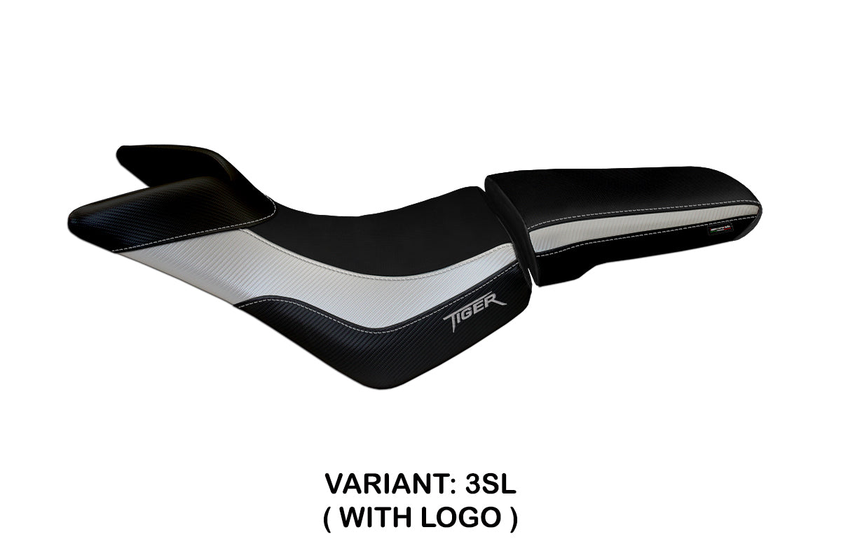 Triumph Tiger 800 800XC 2010-2020 Seat Cover Tappezzeria Italia in Silver and Black