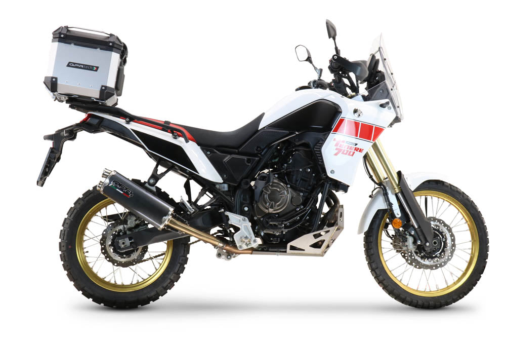 Yamaha Tenere 700 2021-2024 GPR Tech 45L Aluminum Top Case, Silver, with roof rack and mounting plate