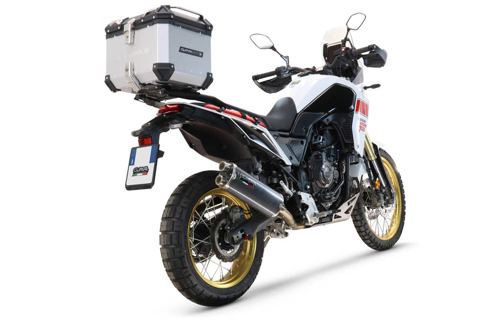 Yamaha Tenere 700 2021-2024 GPR Tech 45L Aluminum Top Case, Silver, with roof rack and mounting plate