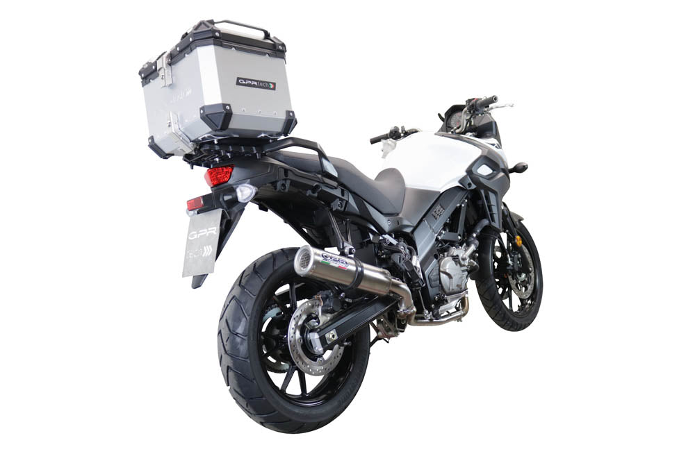 Suzuki V-STROM 650 2017-2020 GPR Tech 35L Aluminum Top Case, Silver with Mounting Plate