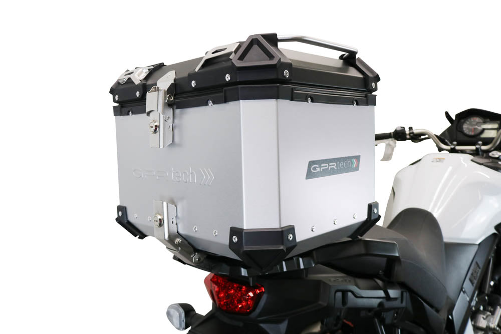 Suzuki V-STROM 650 2012-2016 GPR Tech 35L Aluminum Top Case, Silver with Mounting Plate