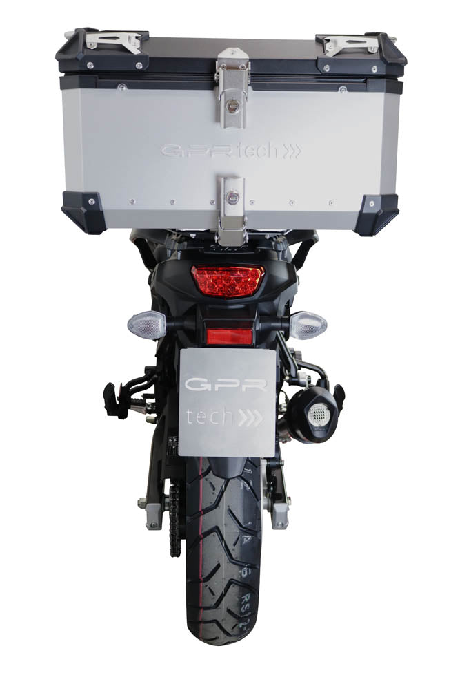 Suzuki V-Strom Dl 1000 2017-2019 GPR Tech 55L Aluminum Top Case, Silver with Mounting Plate