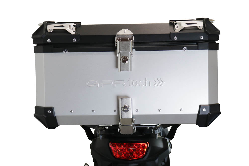 Suzuki V-STROM 650 2017-2020 GPR Tech 55L Aluminum Top Case, Silver with Mounting Plate