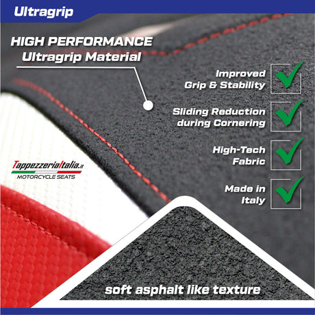 Ducati Multistrada V4 2021-2024 Rally Seat Cover Tappezzeria Ultragrip Red Silv