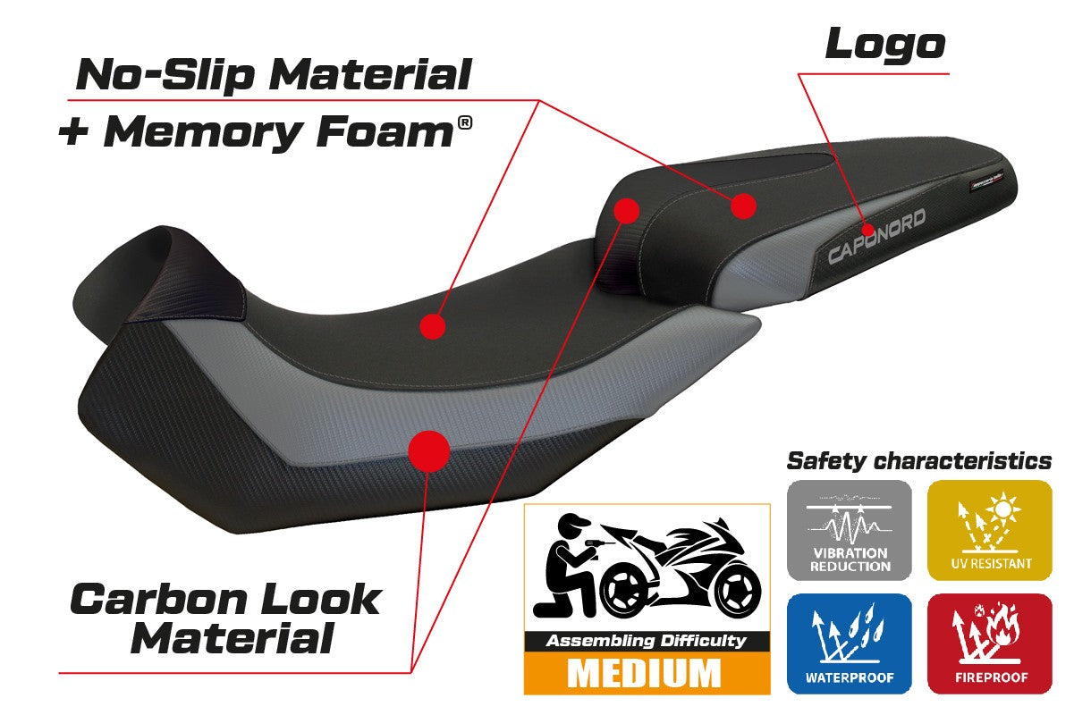 Aprilia Caponord 1200 2013-2016 2017 Seat Cover Tappezzeria Comfort Grey Black