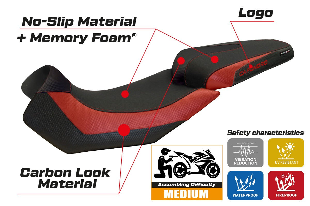 Aprilia Caponord 1200 2013-2016 2017 Seat Cover Tappezzeria Comfort Red Black