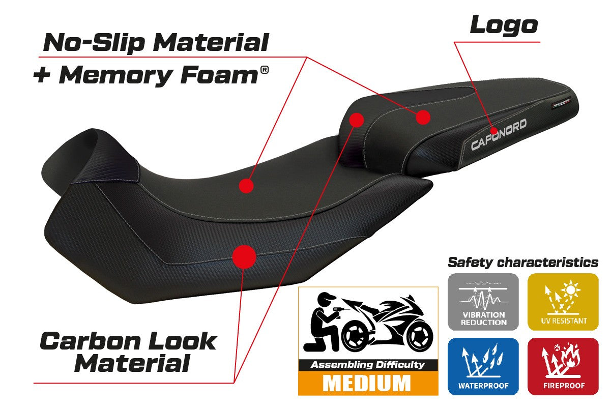 Aprilia Caponord 1200 2013-2015 2016 2017 Seat Cover Tappezzeria Comfort Black