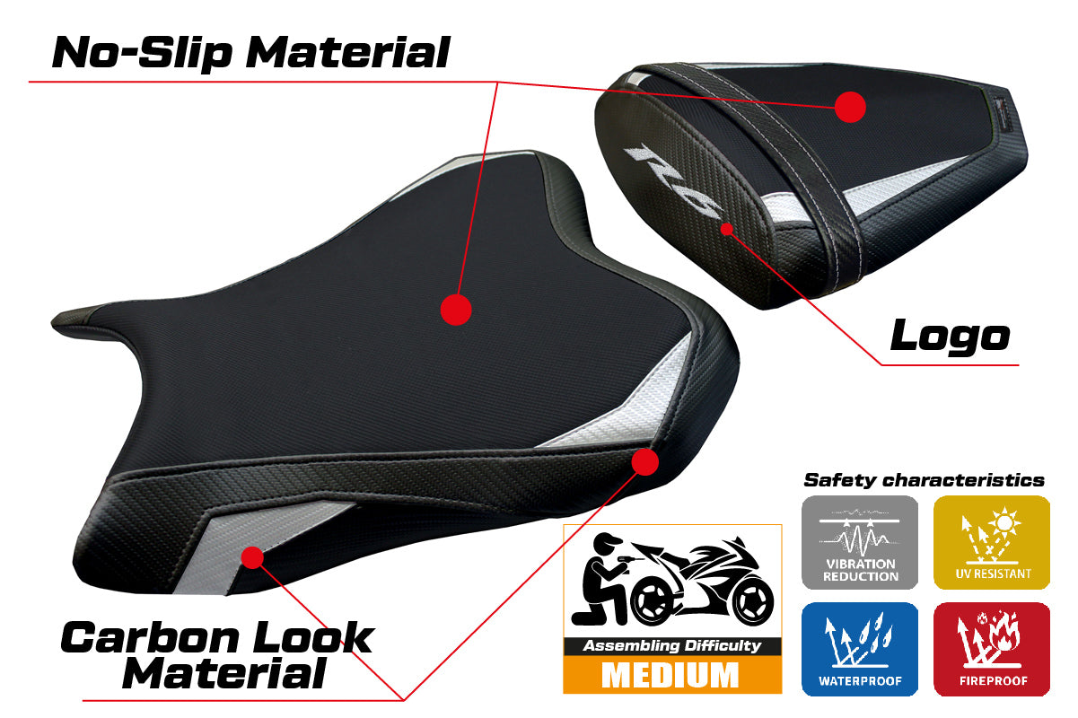 Yamaha YZF R6 2006-2007 Seat Cover Tappezzeria Italia in White and Black
