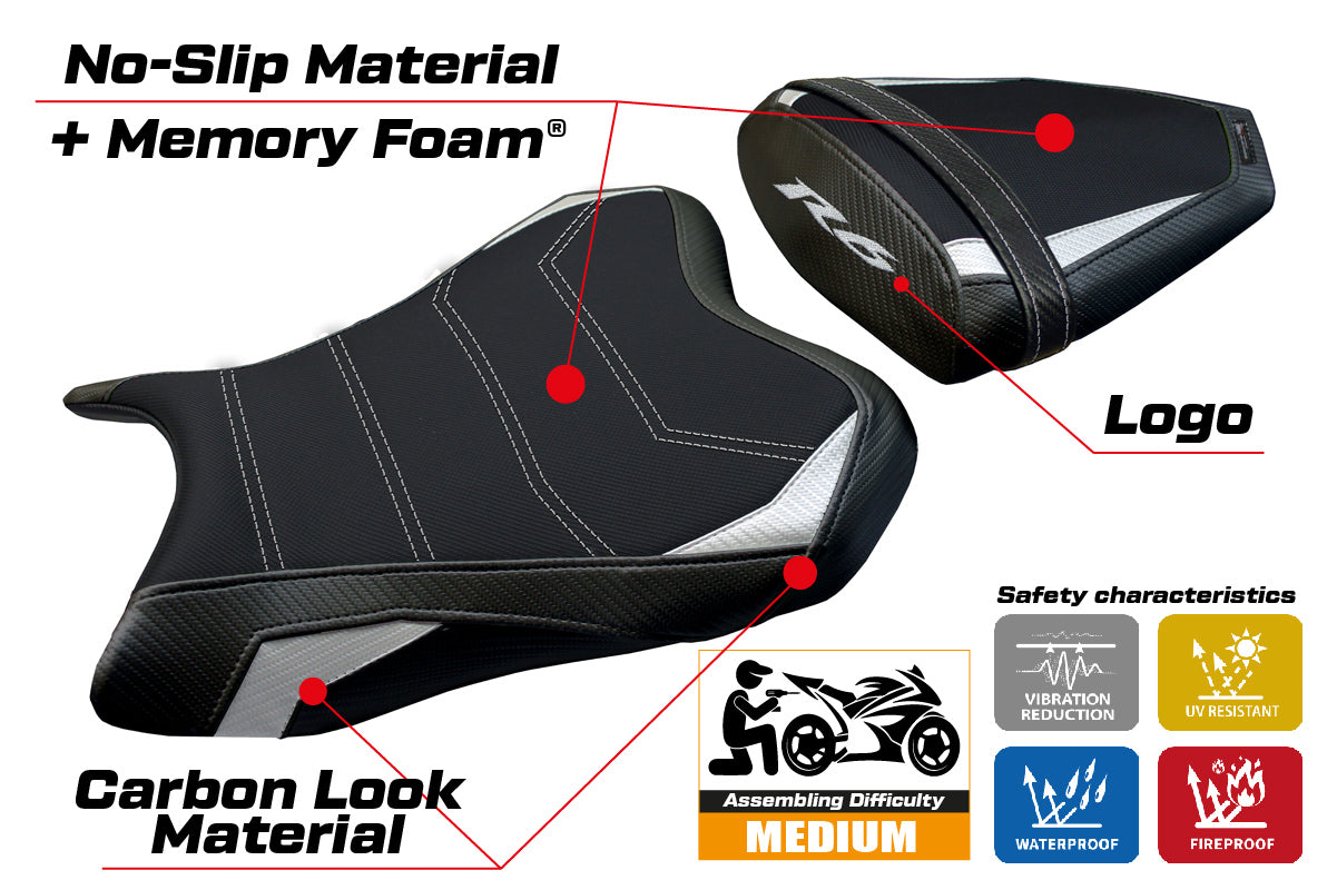 Yamaha YZF R6 2006-2007 Seat Cover Tappezzeria Italia Comfort in White and Black