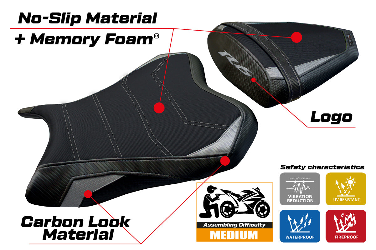 Yamaha YZF R6 2006-2007 Seat Cover Tappezzeria Italia Comfort in Silver and Black