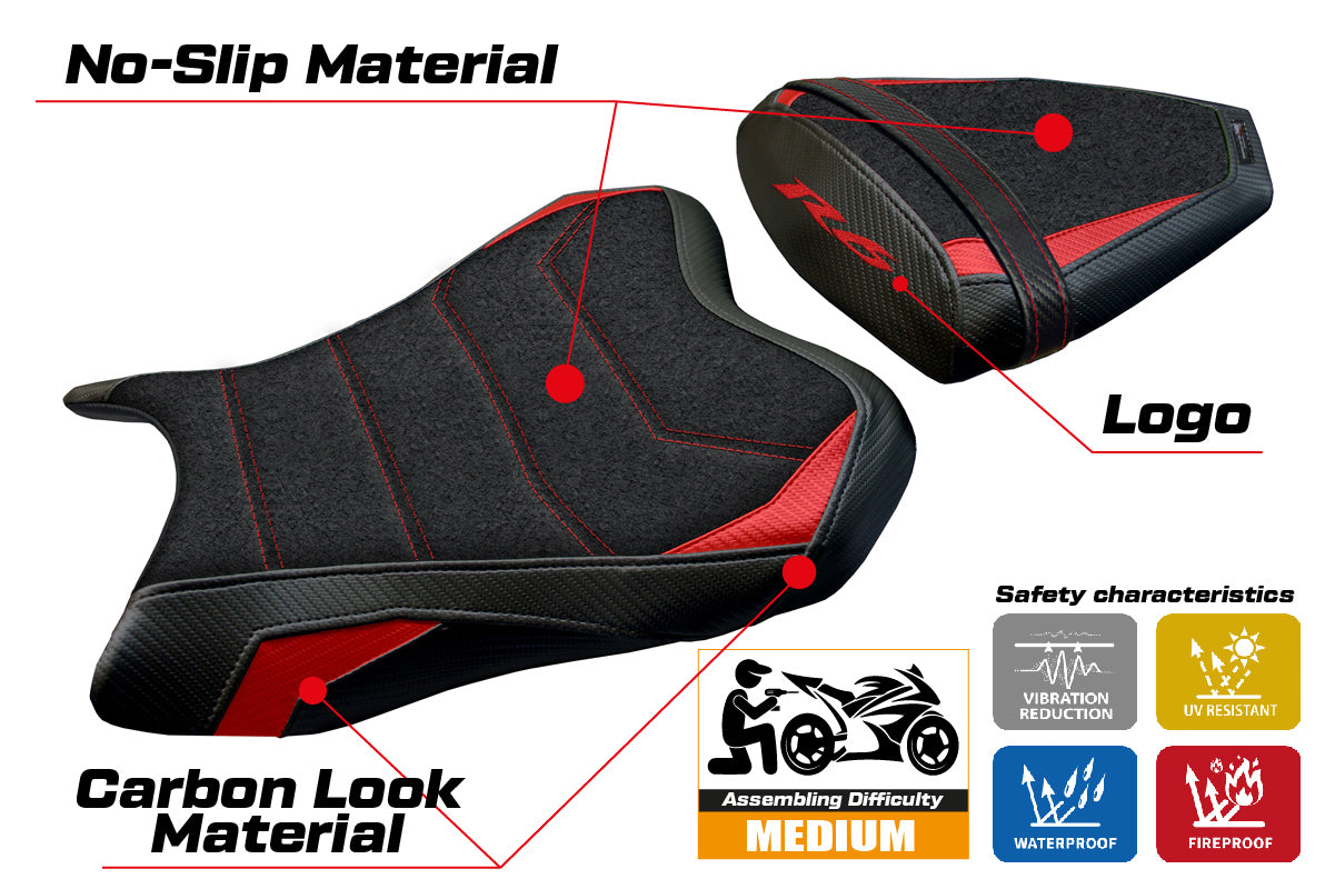Yamaha YZF R6 2006-2007 Seat Cover Tappezzeria Italia Ultragrip in Red and Black