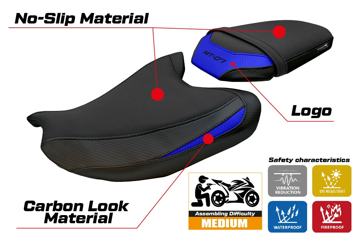 Yamaha MT-07 FZ07 2025 Seat Cover Tappezzeria Blue Black