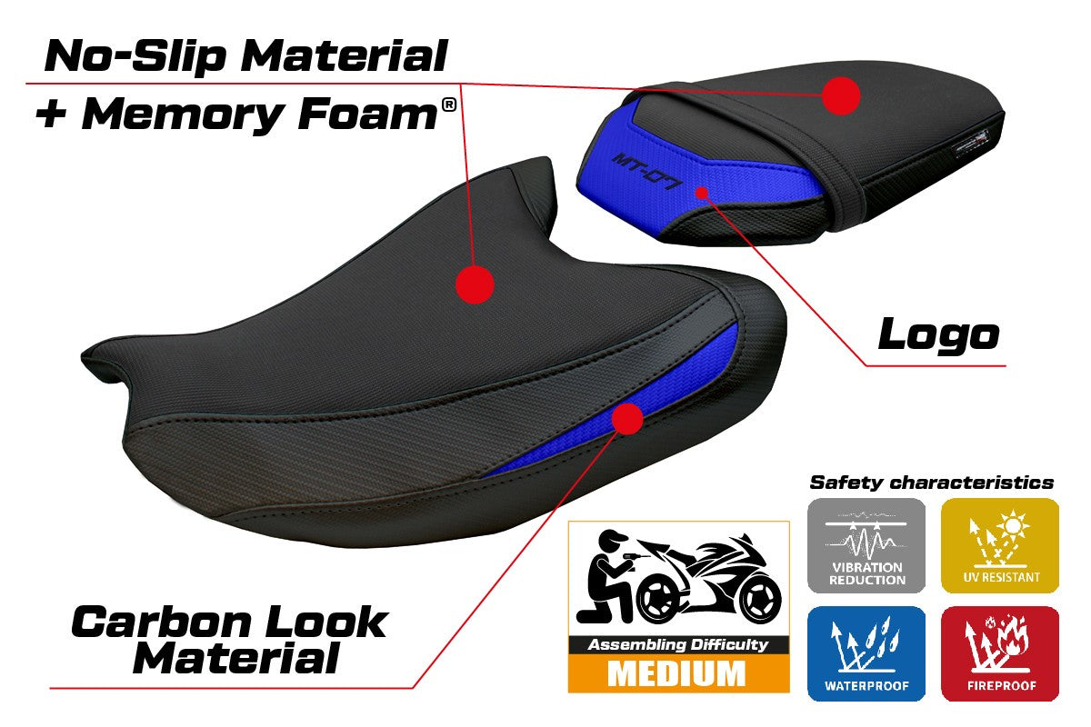 Yamaha MT-07 FZ07 2025 Seat Cover Tappezzeria Comfort Blue Black