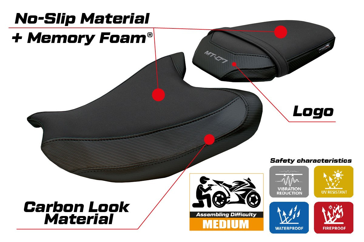 Yamaha MT-07 FZ07 2025 Seat Cover Tappezzeria Comfort Black