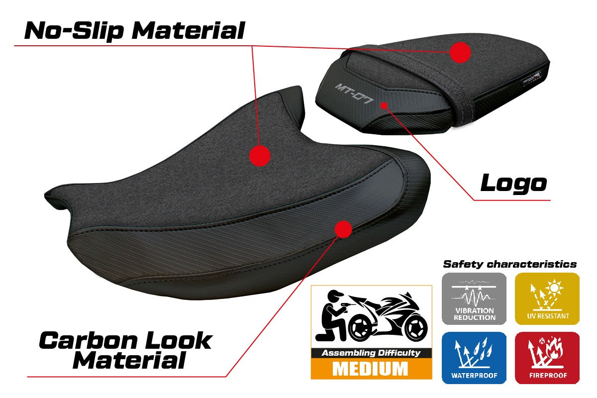 Yamaha MT-07 FZ07 2025 Seat Cover Tappezzeria Ultragrip Black